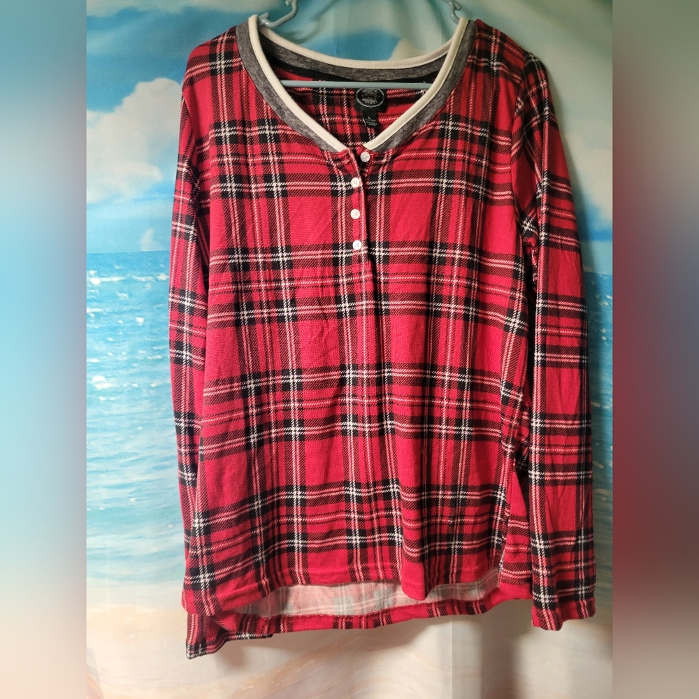 Laura Ashley NWOT‎ Tartan Plaid Pajama Top Size Large